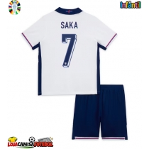 Camisa de Futebol Inglaterra Bukayo Saka #7 Equipamento Principal Infantil Europeu 2024 Manga Curta (+ Calças curtas)